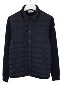 MONCLER Maglione Tricot Cardigan Jacket Men's MEDIUM Snap Button Quilted - Picture 1 of 13