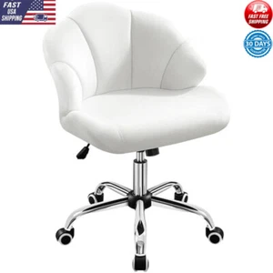 Velvet Swivel Desk Chair Shell Back Adjustable Height Rolling Office Chair New - Picture 1 of 7