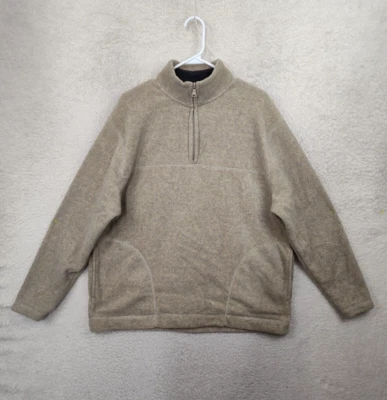 St Johns Bay Men Jacket Medium Brown 100% Polyester 1/4 Zip Up Fleece Pullover - Image 1 of 4