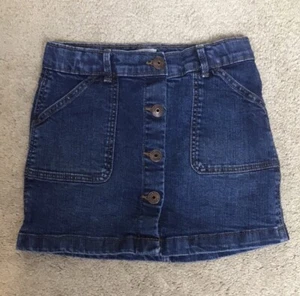 OshKosh B’Gosh Girls’ Denim Medium Wash Snap Button-Up Jean Skirt Sz 6 / 6X - Picture 1 of 7