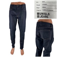 Uniqlo Mens 36 X 32 Jeans Slim Straight Japanese Kaihara Selvedge Stretch EUC