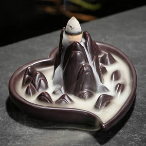 BACKFLOW BURNER INCENSE CONES HOLDER WATERFALL EFFECT MIXED SCENT HEART LOVE - Picture 1 of 7