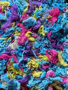 Masham / Blue Faced Leicester Hand Dyed Locks And Fleece. 100 gram.Vibrant. - Picture 1 of 5