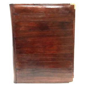Vtg Eel Skin Leather Padfolio Cognac Brown Portfolio Pen Holder Id Card Section - Picture 1 of 11