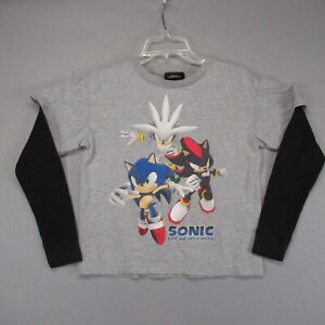 Sonic the Hedgehog Shirt Kid Large Gray Sega Top Heavy Clothing Promo Boy