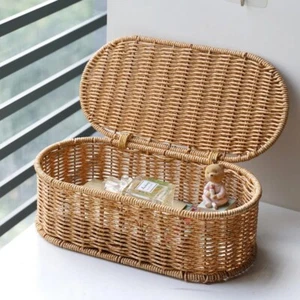 Aufbewahrungskorb Rattanoptik Geflochten Box Küche Besteckkorb Deko Organizer - Bild 1 von 3