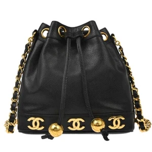 Chanel Black Calfskin Triple CC Drawstring Shoulder Bag 175630 - Picture 1 of 11