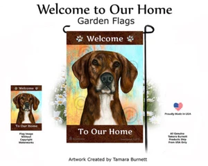 Welcome Garden Flag - Brindle and White Plott Hound 209A - Picture 1 of 1