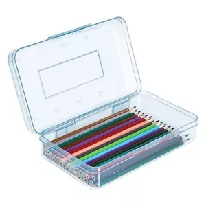 Pencil Box, Large Capacity Pencil Case, Plastic Pencil Boxs for Kids Girls Blue - Picture 1 of 8