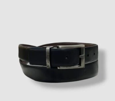 Cinturón de vestir reversible Kenneth Cole para hombre negro marrón imitación cuero talla 38 Foto 1 de 4