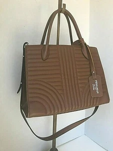 PERSAMAN LEDER HANDTASCHE SATTELFARBE CHEVRON MUSTER - Bild 1 von 4