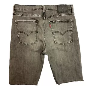 Levi's 510 Denim Shorts Slim Fit Grey Mens 32W 10L Raw Cut Jorts - Picture 1 of 12