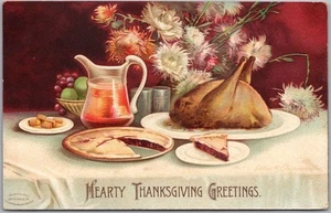 1907 THANKSGIVING Embossed Postcard Dinner Table / Artist-Signed CLAPSADDLE - Picture 1 of 2
