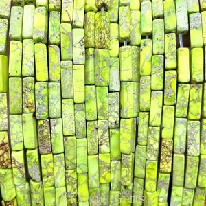 Tubo cuboide verde 4x13 mm jaspe de sedimentos marinos naturales cuentas para hacer joyas - Imagen 1 de 6
