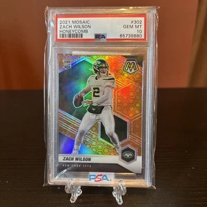 2021 PANINI MOSAIC HONEYCOMB ZACH WILSON RC PSA 10 JETS ROOKIE #302 - Picture 1 of 2