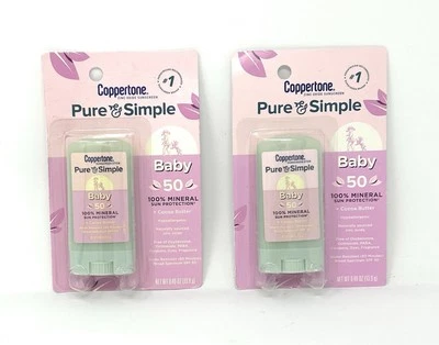 Coppertone Pure & Simple Baby SPF 50 -100% Mineral Sunscreen Stick-2 pack - Image 1 of 2