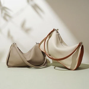 Women White Leather Shoulder Bag Elegant Top Handle Satchel Large Capacity Tote - Picture 1 of 23