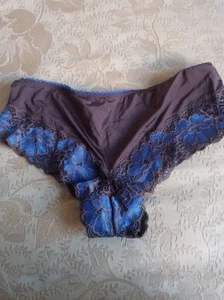 NWOT Adore Me Panties Women Size Medium Second Skin And Lace Bikini Blue Brown - Picture 1 of 6