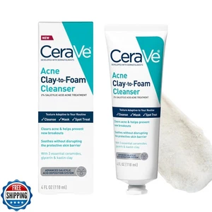CeraVe Clay To Foam Acne Face Wash, Multi-Use Salicylic Acid and Kaolin Clay - Picture 1 of 5