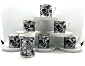 Marimekko Style Espresso Demitasse Set für 6 mit passendem Milchkännchen - Bild 1 von 6