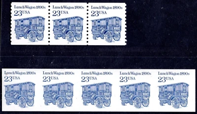 US 1991 IMPERF COIL STRIP OF 5 Sc. #2464b & STRIP OF 3 WITH PLATE #3 MINT NH - Image 1 of 2