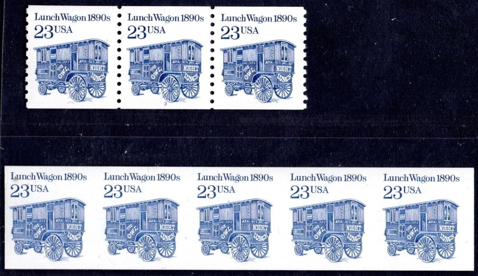 US 1991 IMPERF COIL STRIP OF 5 Sc. #2464b & STRIP OF 3 WITH PLATE #3 MINT NH - Image 1 of 2