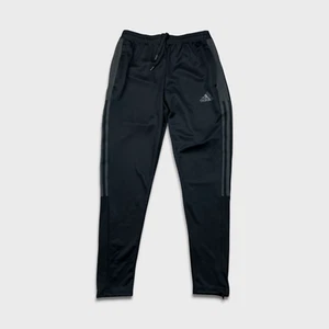 Adidas Track Pants Mens Small Black Stripes Spell Out Training Athletic Jogger - Picture 1 of 10