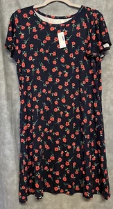NUEVO Vestido de punto Maurices 24/7 talla grande floral azul marino L - Imagen 1 de 5