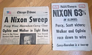 2 - Nov. 1972 Chicago Newspapers - A NIXON SWEEP / NIXON 63% IN ILLINOIS - Picture 1 of 9