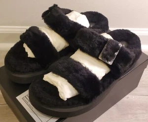 $895, Giuseppe Zanotti M Furry Lamb Fur Two Strap Sandal, Size 11US (44 EUR) - Picture 1 of 11