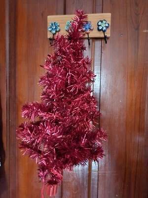Red Tinsel Christmas Tree Lights Valentine Decorative Holiday Decor 24 Inches - Image 1 of 4
