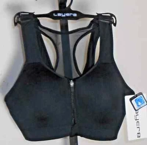 Layer 8 maximale Unterstützung Reißverschluss Docht-Trocken geformte Cup Sport-BH Größe 32-34 A/B Neu mit Etikett - Bild 1 von 2