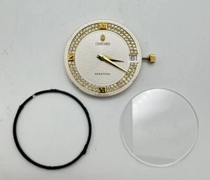 Reloj de pulsera vintage Concord Saratoga movimiento cristal y esfera de diamantes de 0,48 quilates - Imagen 1 de 7
