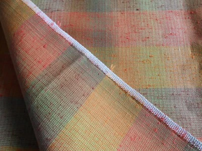 ROUGH WOVEN PLAID NATURAL FABRIC (BURN TEST INCONCLUSIVE MEASURES W &  L - Image 1 of 4