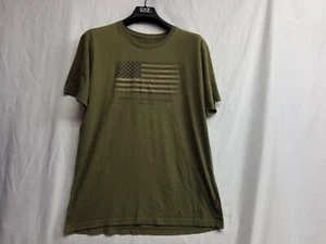 Great American Lakes & Timber USA Flag T Shirt Army Green Cotton Poly Rayon M - Picture 1 of 9