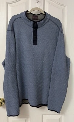 Johnston & Murphy Men’s 2XL Reversible Sweatshirt Blue Gray 1/4 Snap Mock Neck - Image 1 of 4