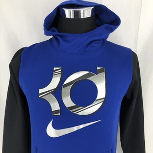 Nike Kevin Durant Blue Black Big Silver KD Logo Pullover Hoodie AJ0928 Medium - Picture 1 of 4