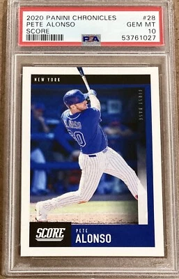2020 Panini Chronicles #28 Pete Alonso SCORE PSA 10 GEM MINT - Image 1 of 2