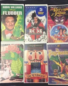 Disney VHS Lot~Flubber Petes Dragon Nutcracker Pagemaster 101 Dalmations Jafar - Bild 1 von 3