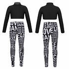 UK Girls Pure Color T-shirt with Letter Printed Trousers Sets Tracksuits Outfits
