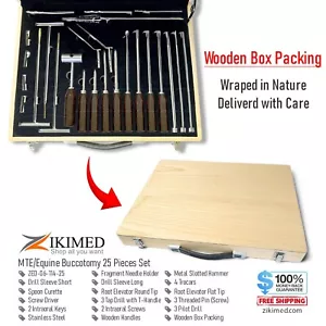Buccotomy Equine Dental Black Fiber Handle Instruments 25 Piece Set,Wooden Case - Picture 1 of 7