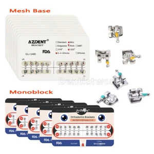 Dental Orthodontic Brackets Mini Roth 022 345 Hooks Metal Mesh Base/Monoblock - Picture 1 of 23