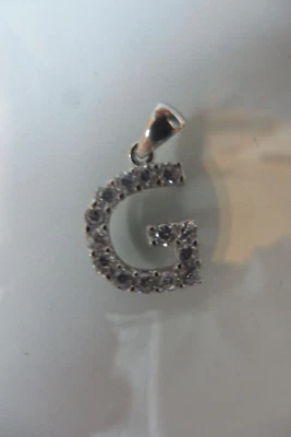 Elegante Pendente, Lettera: G, 925 Argento Con Pietre Tagliate - Immagine 1 di 4