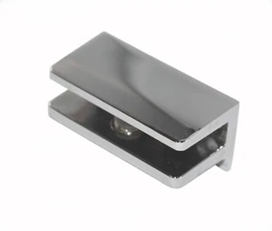Paquete de 8 soportes de estante cromados rectangulares abrazaderas para estantes de vidrio de hasta 6 mm - Imagen 1 de 7