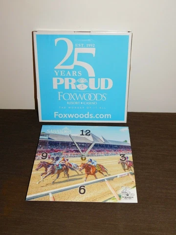 2017 SOUVENIR  FOXWOODS CASINO 25 YEARS SARATOGA HORSE RACING WALL CLOCK NEW Cover