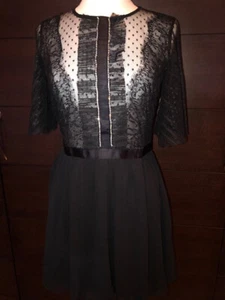 Nuevo Mini Vestido de Encaje Negro Manga Acampanada con Borde Adornado Dobby 10 de ASOS - Imagen 1 de 12