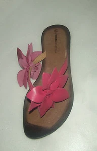 3 SUISSES COLLECTION TONGS SANDALES CUIR POINTURE 37 ENTREDOIGT FLEUR CYCLAMEN - Picture 1 of 1