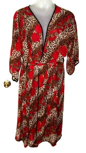 Exc Womens SECRET TREASURES Mid Length Floral Leopard Wrap Robe XXL 1X - Picture 1 of 1