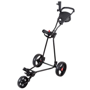 3 Wheel Durable Foldable Steel Golf Cart with Mesh Bag - Color: Black - Picture 1 of 6