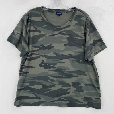 Espléndida Camiseta Mujer XXL 2XL Camuflada Verde Manga Corta Cuello Redondo Jersey Tejido Foto 1 de 4